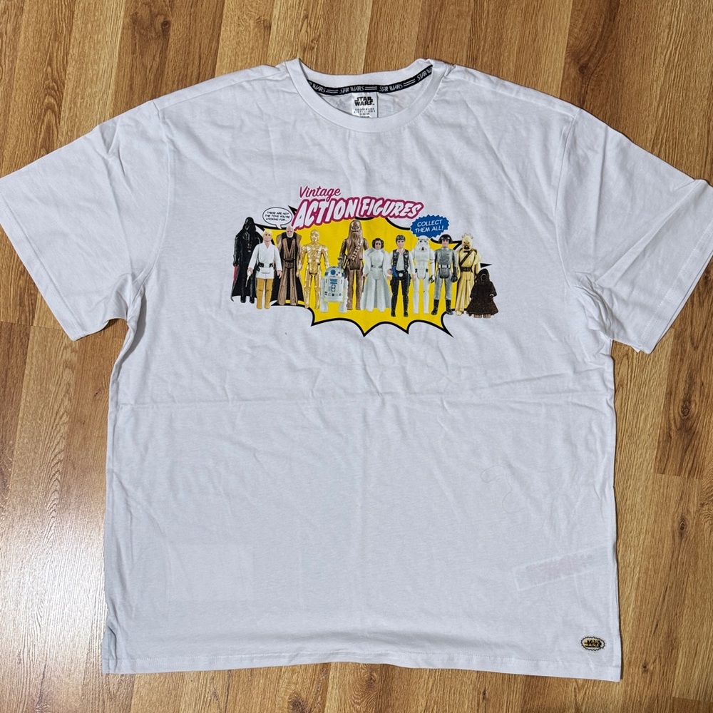 Disney Star Wars Vintage Action Figures White T-Shirt NWT XL